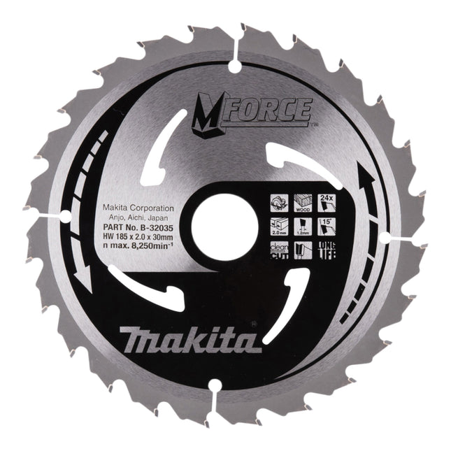 Lame de scie circulaire Makita M-FORCE 185 x 30 x 2,0 mm 24 dents ( B-32035 ) pour le bois