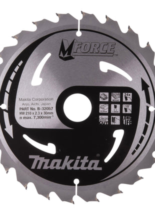 Tarcza pilarska Makita M-FORCE 210 x 30 x 2,3 mm 24 zęby ( B-32057 ) do drewna