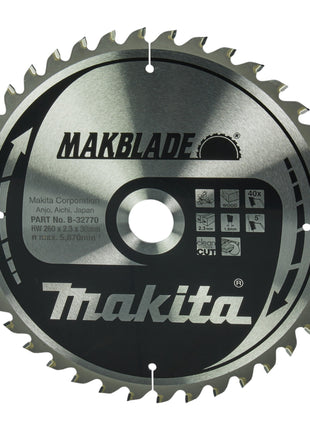 Piła tarczowa Makita MAKBLADE 260 x 30 x 2,3 mm 40 zębów ( B-32770 ) do drewna