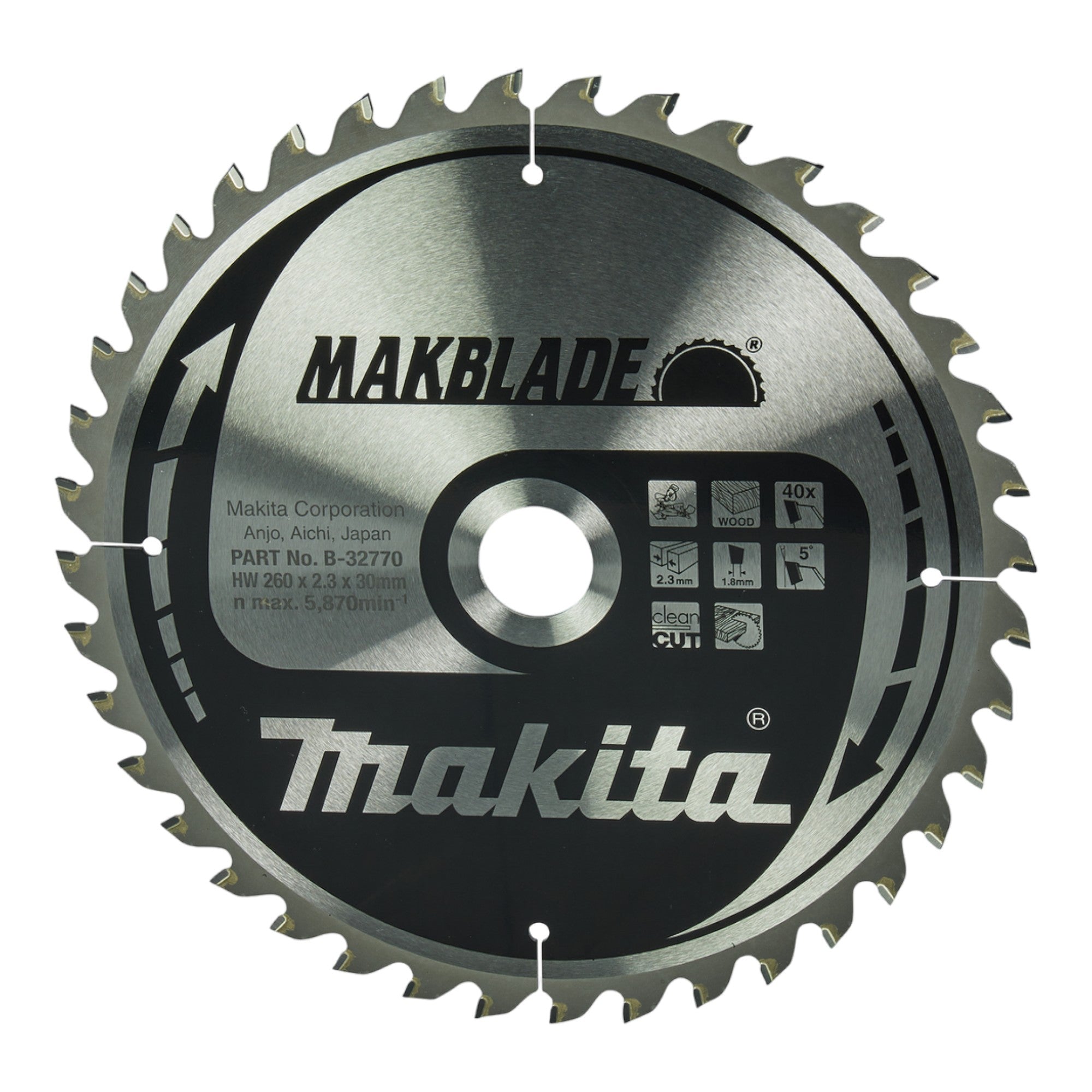 Makita MAKBLADE Kreissaegeblatt 260 x 30 x 2 3 mm 40 Zaehne B 32770 fuer Holz 0 - toolbrothers