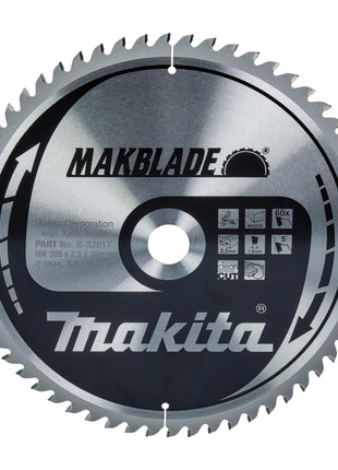 Makita MAKBLADE Kreissägeblatt 305 x 30 x 2,3 mm 60 Zähne ( B-32817 ) für Holz