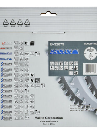 Makita MAKBLADE lame circulaire 260 x 30 x 2,3 mm 100 dents ( B-32873 ) pour bois