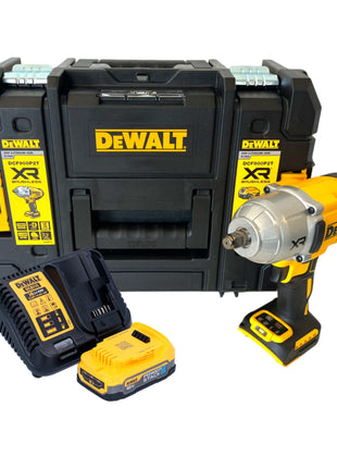 Clé à chocs sans fil DeWalt DCF 900 E1T 18 V 1396 Nm 1/2" + 1x batterie Powerstack 1,7 Ah + chargeur + TSTAK