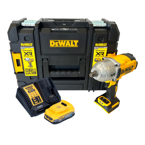 Clé à chocs sans fil DeWalt DCF 900 E1T 18 V 1396 Nm 1/2" + 1x batterie Powerstack 1,7 Ah + chargeur + TSTAK