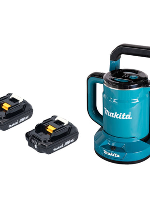 Hervidor de batería Makita DKT 360 A2 36 V (2x 18 V) 0,8 L + 2x batería 2,0 Ah - sin cargador