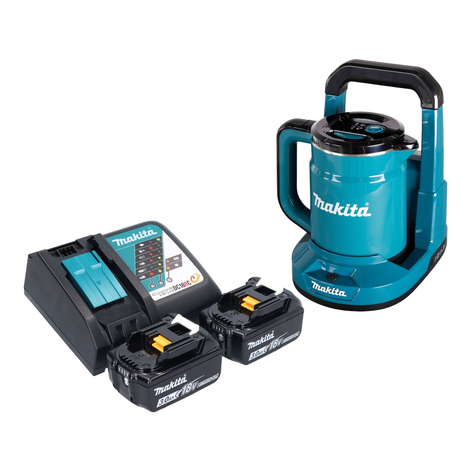 Makita DKT 360 RF2 Akku Wasserkocher 36 V 2x 18 V 0 8 L 2x Akku 3 0 Ah Ladegeraet 0 - toolbrothers