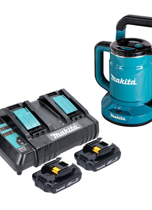 Bouilloire à batterie Makita DKT 360 CY2 36 V (2x 18 V) 0,8 L + 2x batterie 1,5 Ah + double chargeur