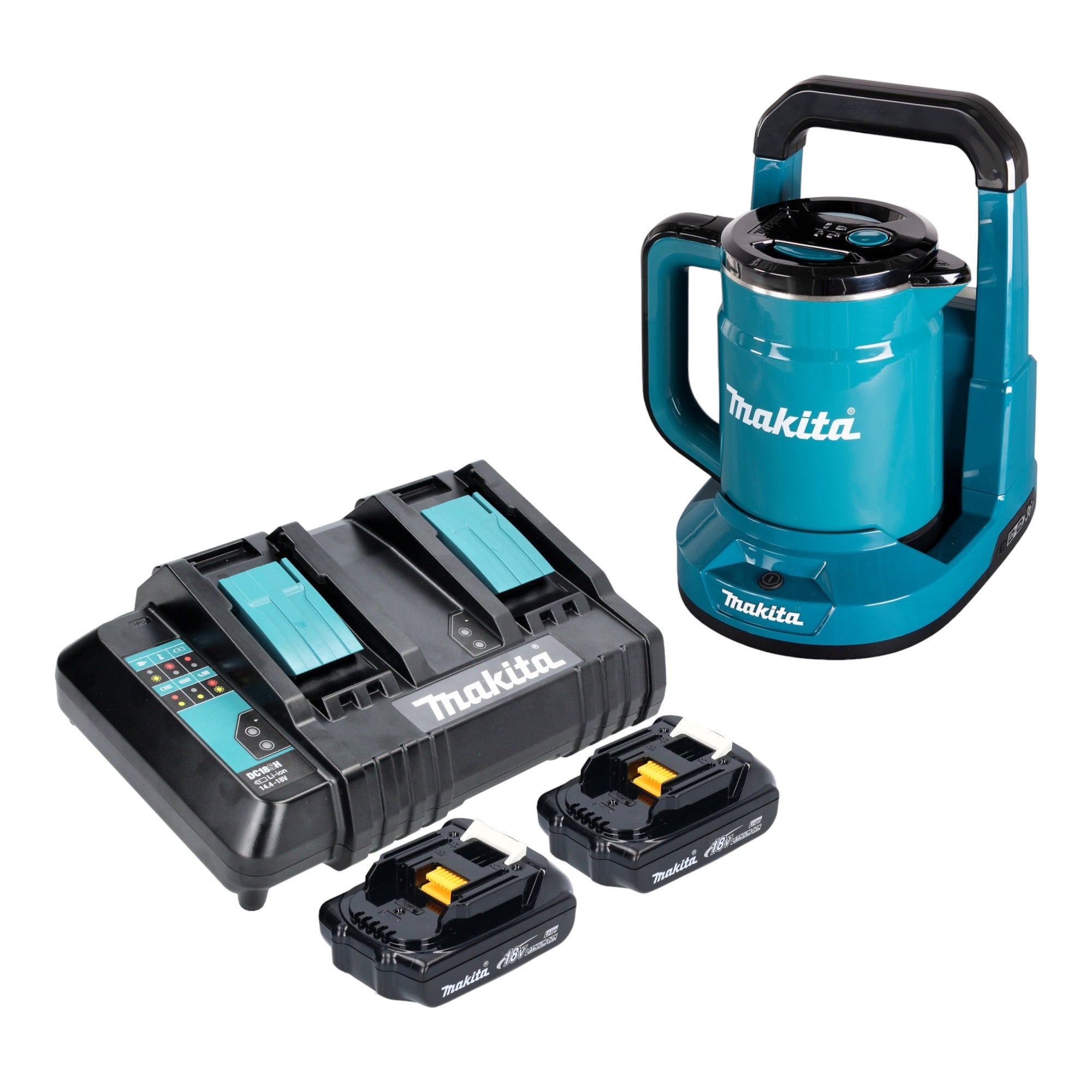 Makita DKT 360 CY2 Akku Wasserkocher 36 V 2x 18 V 0 8 L 2x Akku 1 5 Ah Doppelladegeraet 0 - toolbrothers