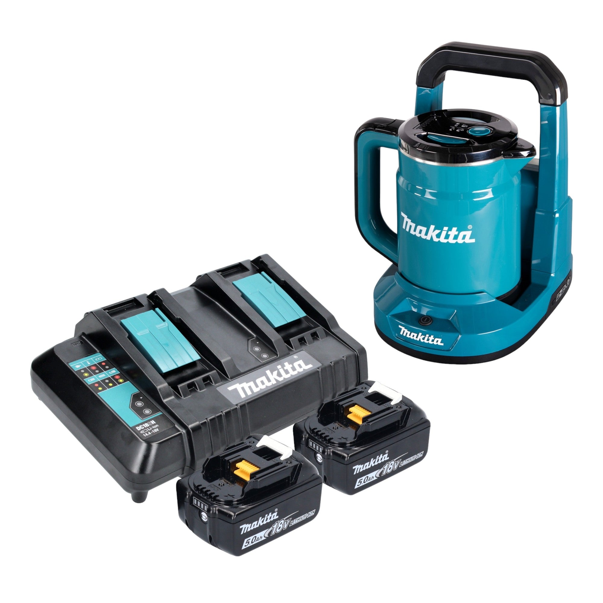 Makita DKT 360 CT2 Akku Wasserkocher 36 V 2x 18 V 0 8 L 2x Akku 5 0 Ah Doppelladegeraet 0 - toolbrothers