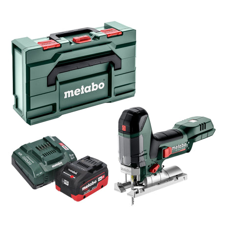 Sierra de calar a batería Metabo ST 18 LT 130 BL 18 V 130 mm sin escobillas + 1x batería LiHD 5,5 Ah + cargador + Metabox