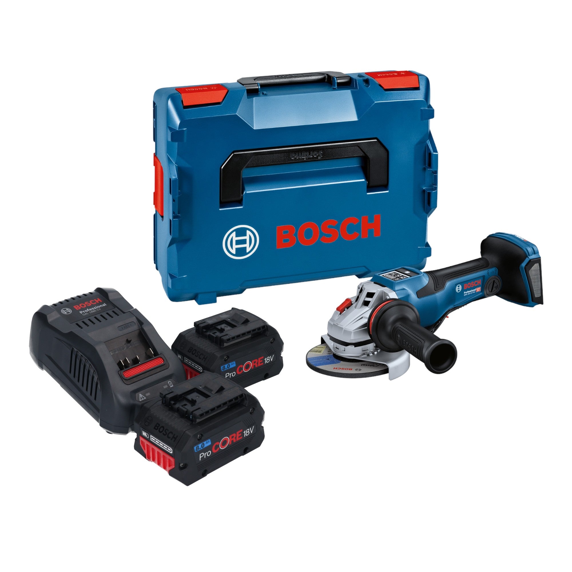 Bosch GWS 18V 15 PSC Professional Akku Winkelschleifer 18 V 125 mm BITURBO Brushless 2x ProCORE Akku 8 0 Ah Ladegeraet L Boxx 0 - toolbrothers