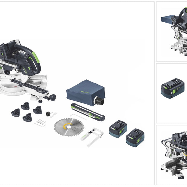Festool KSC 60 EB-Basic KAPEX  Scie à onglets sans fil 18 V / 36 V 216 mm Brushless + 2x batterie 5,0 Ah - sans chargeur