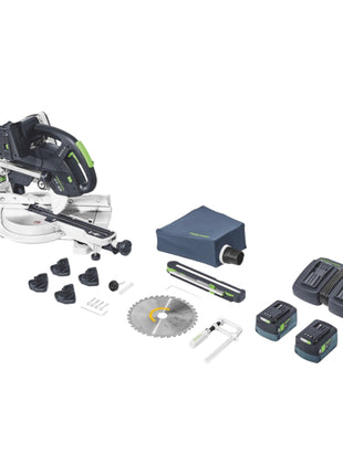 Festool KSC 60 EB-Basic KAPEX akumulatorowa piła poprzeczna 18 V / 36 V 216 mm bezszczotkowa + 2x akumulator 5,0 Ah + podwójna ładowarka