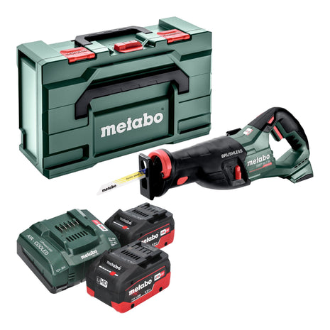 Metabo SSEP 18 LT BL Scie sabre sans fil 18 V 32 mm Brushless + 2x batterie LiHD 5,5 Ah + chargeur + Metabox