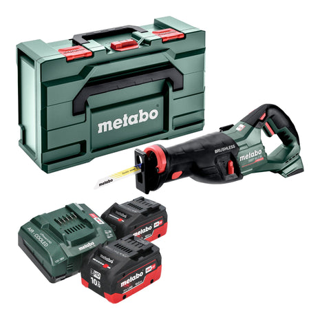 Metabo SSEP 18 LT BL Scie sabre sans fil 18 V 32 mm Brushless + 2x batterie LiHD 10,0 Ah + chargeur + Metabox