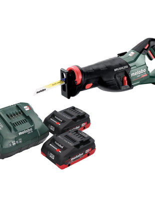 Scie sabre à batterie Metabo SSEP 18 LT BL 18 V 32 mm sans balais + 2 batteries LiHD 4,0 Ah + chargeur