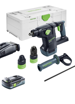 Festool KHC 18 EB-Basic akumulatorowy młot kombi 18 V 2,6 J SDS-Plus bezszczotkowy + 1x akumulator 4,0 Ah + szybka ładowarka + systainer