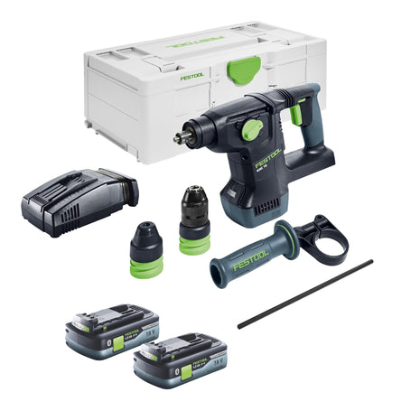 Festool KHC 18 EB-Basic Marteau combiné sans fil 18 V 2,6 J SDS-Plus Brushless + 2x batterie 4,0 Ah + chargeur rapide + Systainer