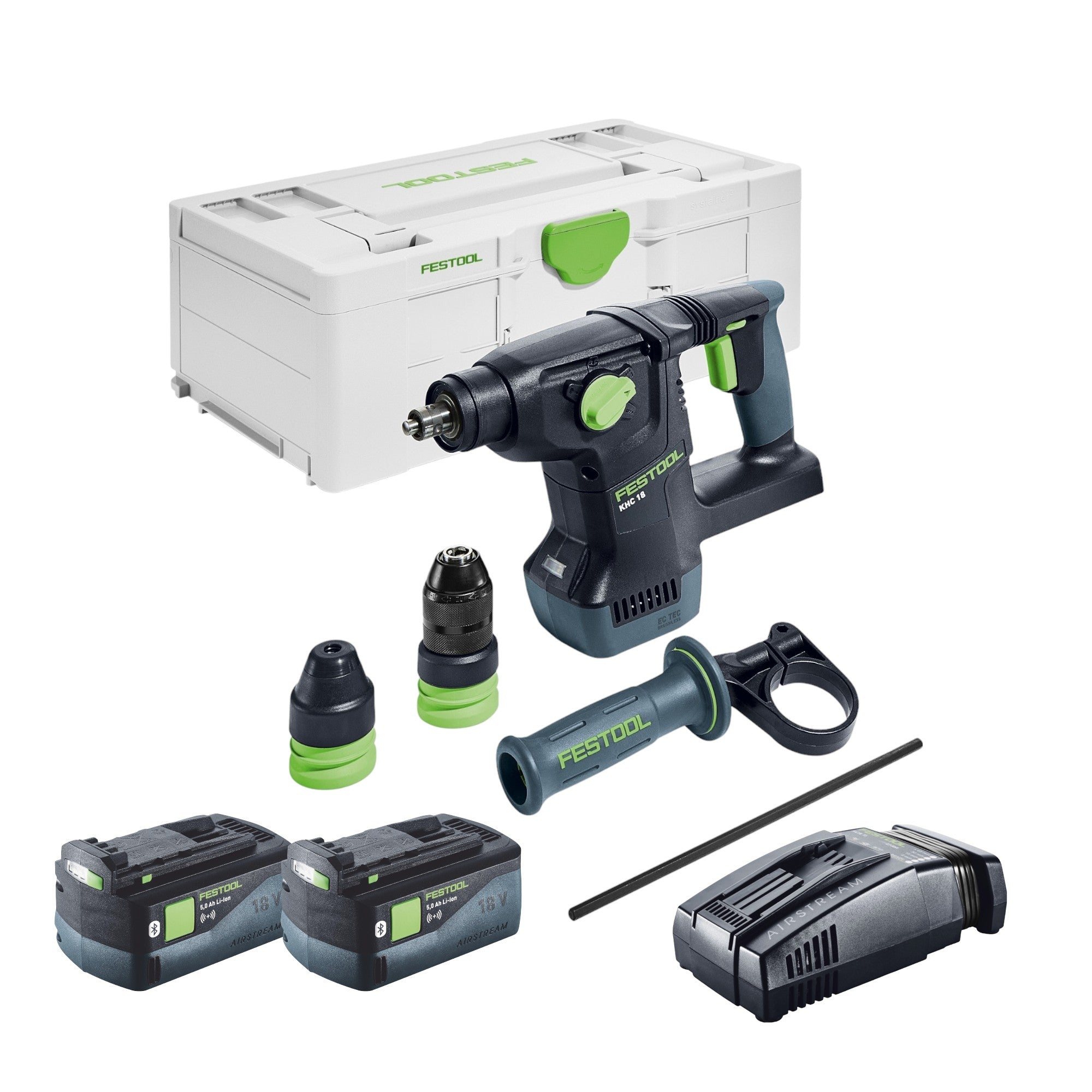 Festool KHC 18 EB Basic Akku Kombihammer 18 V 2 6 J SDS Plus Brushless 2x Akku 5 0 Ah Schnellladegeraet Systainer 0 - toolbrothers