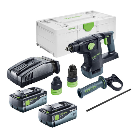 Festool KHC 18 EB-Basic akumulatorowy młot kombi 18 V 2,6 J SDS-Plus bezszczotkowy + 2x akumulator 8,0 Ah + szybka ładowarka + systainer