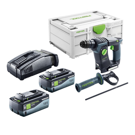 Festool BHC 18-Basic taladro percutor inalámbrico 18 V 1,8 J SDS Plus Brushless + 2 baterías 8,0 Ah + cargador rápido + systainer