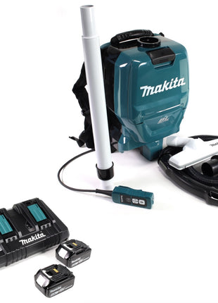 Makita DVC 260 PG 36 V ( 2 x 18 V ) Li-Ion Akku Rucksack Staubsauger Brushless + 2 x 6,0 Ah Akku + Doppelladegerät - Toolbrothers