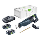 Festool RSC 18 EB-Basic Scie sabre sans fil 18 V Brushless + 2 batteries 4,0 Ah + chargeur rapide + Systainer