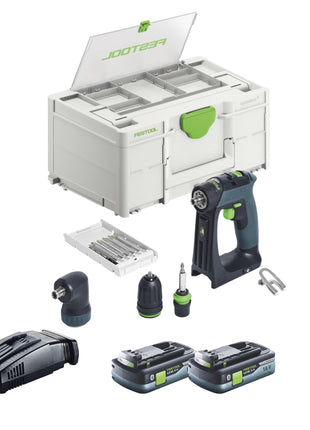 Festool CXS 18-Juego básico taladro atornillador inalámbrico 18 V 40 Nm sin escobillas + 2 baterías 4,0 Ah + cargador rápido + systainer