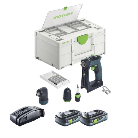 Festool CXS 18-Basic-Set Perceuse-visseuse sans fil 18 V 40 Nm Brushless + 2x batterie 4,0 Ah + chargeur rapide + Systainer