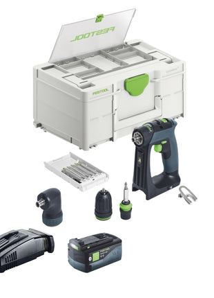 Festool CXS 18 Basic Set Taladro atornillador inalámbrico 18 V 40 Nm sin escobillas + 1x batería 5,0 Ah + cargador rápido + Systainer