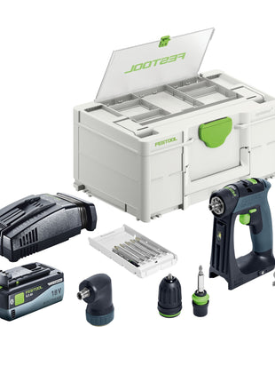 Festool CXS 18 Basic Set Taladro atornillador inalámbrico 18 V 40 Nm sin escobillas + 1x batería 8,0 Ah + cargador rápido + Systainer