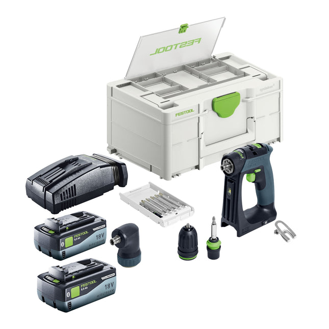 Festool CXS 18-Basic-Set Perceuse-visseuse sans fil 18 V 40 Nm Brushless + 2x batterie 8,0 Ah + chargeur rapide + Systainer