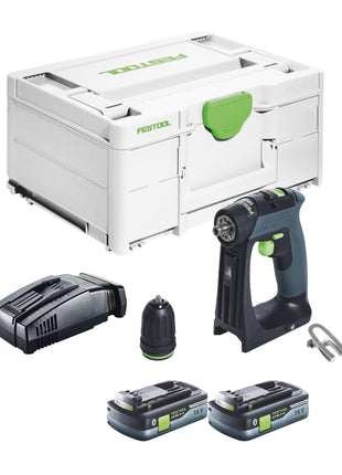 Festool CXS 18-Basic taladro atornillador a batería 18 V 40 Nm sin escobillas + 2 baterías 4,0 Ah + cargador rápido + systainer