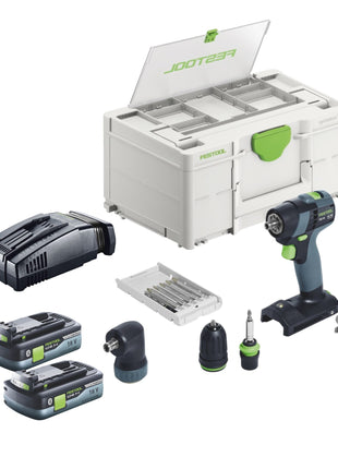 Festool TXS 18-Juego básico taladro atornillador inalámbrico 18 V 40 Nm sin escobillas + 2 baterías 4,0 Ah + cargador rápido + systainer