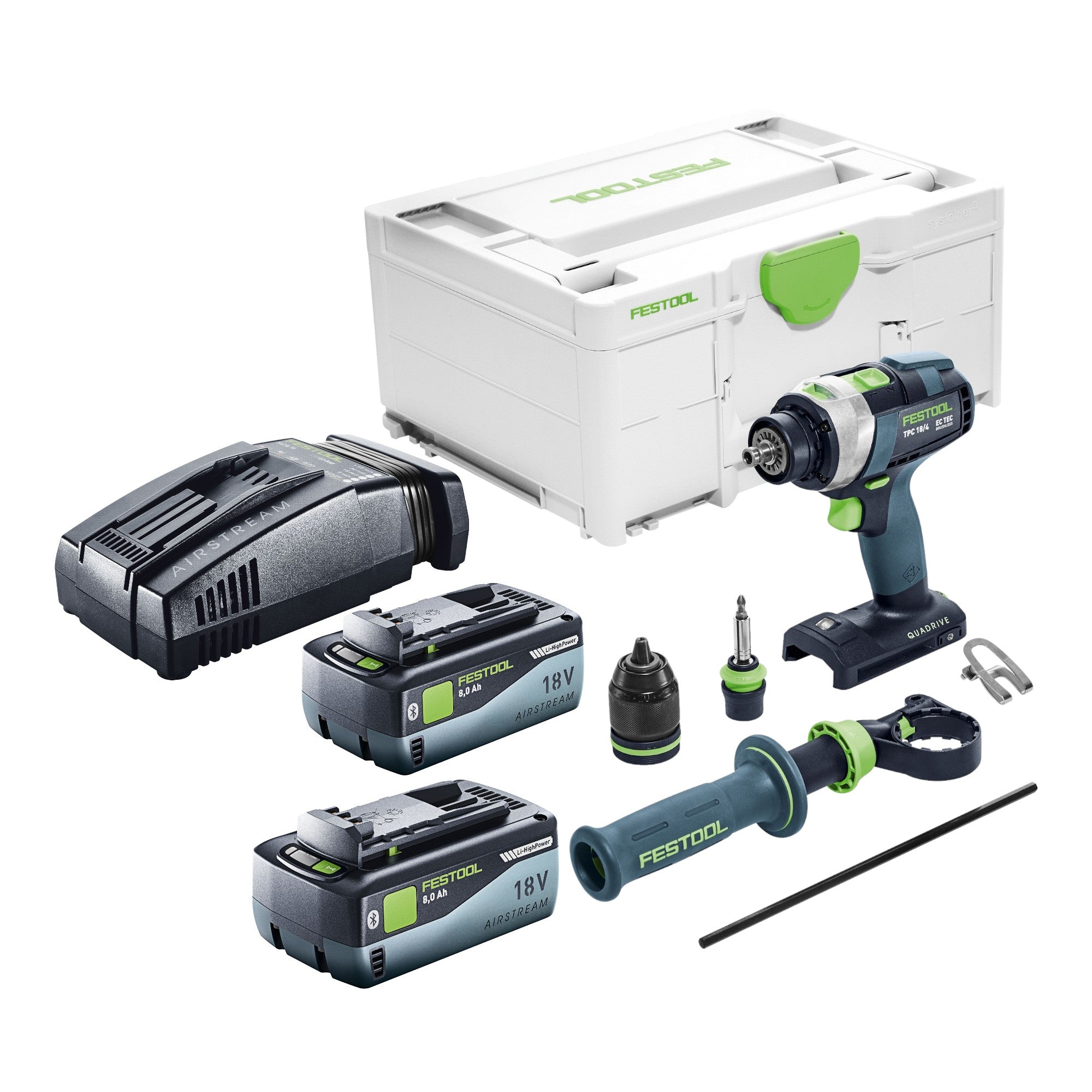 Festool TPC 18 4 I Basic Akku Schlagbohrschrauber 18 V 75 Nm 2x Akku 8 0 Ah Schnellladegeraet Systainer 0 - toolbrothers