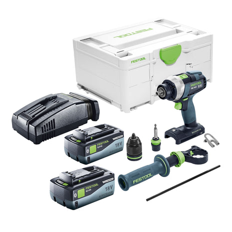 Festool TDC 18/4 I-Basic taladro atornillador a batería 18 V 75 Nm sin escobillas + 2 baterías 8,0 Ah + cargador rápido + systainer