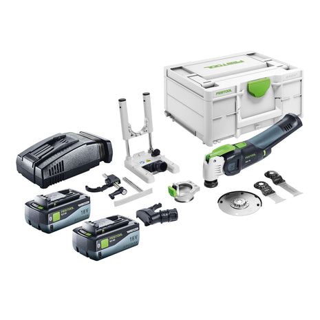 Festool VECTURO OSC 18 E-Basic Set oscilador de batería 18 V Starlock Max Brushless + 2x batería 8,0 Ah + cargador rápido + systainer