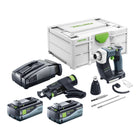 Festool DURADRIVE DWC 18-4500 Basic Visseuse de chantier sans fil 18 V 14 Nm Brushless + 2x batterie 8,0 Ah + chargeur rapide + Systainer