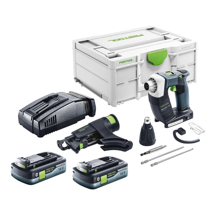 Festool DURADRIVE DWC 18-2500 Basic Visseuse de chantier sans fil 18 V 18 Nm Brushless + 2x batterie 4,0 Ah + chargeur rapide + Systainer