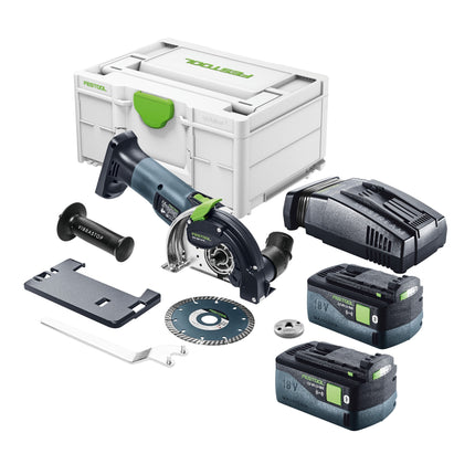 Festool DSC-AGC 18-125 FH EB-Basic Système de tronçonnage à main libre sans fil 18 V 125 mm Brushless + 2x batterie 5,0 Ah + chargeur rapide + Systainer
