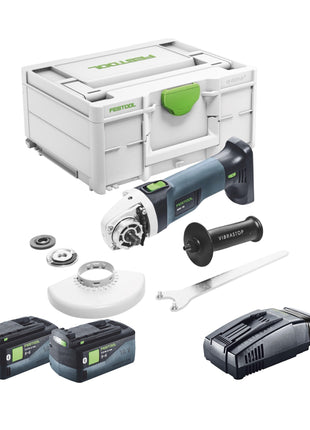 Festool AGC 18-125 EB-Basic akumulatorowa szlifierka kątowa 18 V 125 mm bezszczotkowa + 2x akumulator 5,0 Ah + szybka ładowarka + systainer