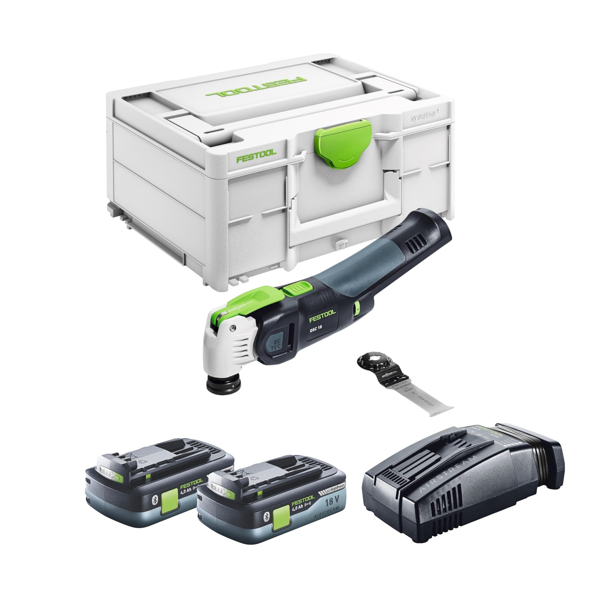 Festool VECTURO OSC 18 E Basic Akku Oszillierer 18 V Starlock Max Brushless 2x Akku 4 0 Ah Schnellladegeraet Systainer 0 - toolbrothers