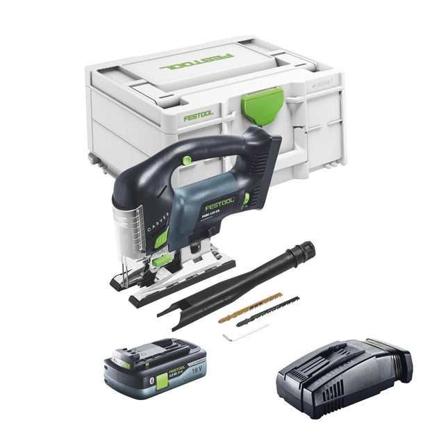 Festool CARVEX PSBC 420 EB-Basic Scie sauteuse pendulaire sans fil 18 V 120 mm Brushless + 1x batterie 4,0 Ah + chargeur rapide + Systainer