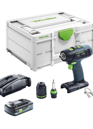 Festool T 18+3 Basic taladro atornillador a batería 18 V 50 Nm sin escobillas + 1x batería 4,0 Ah + cargador rápido + systainer