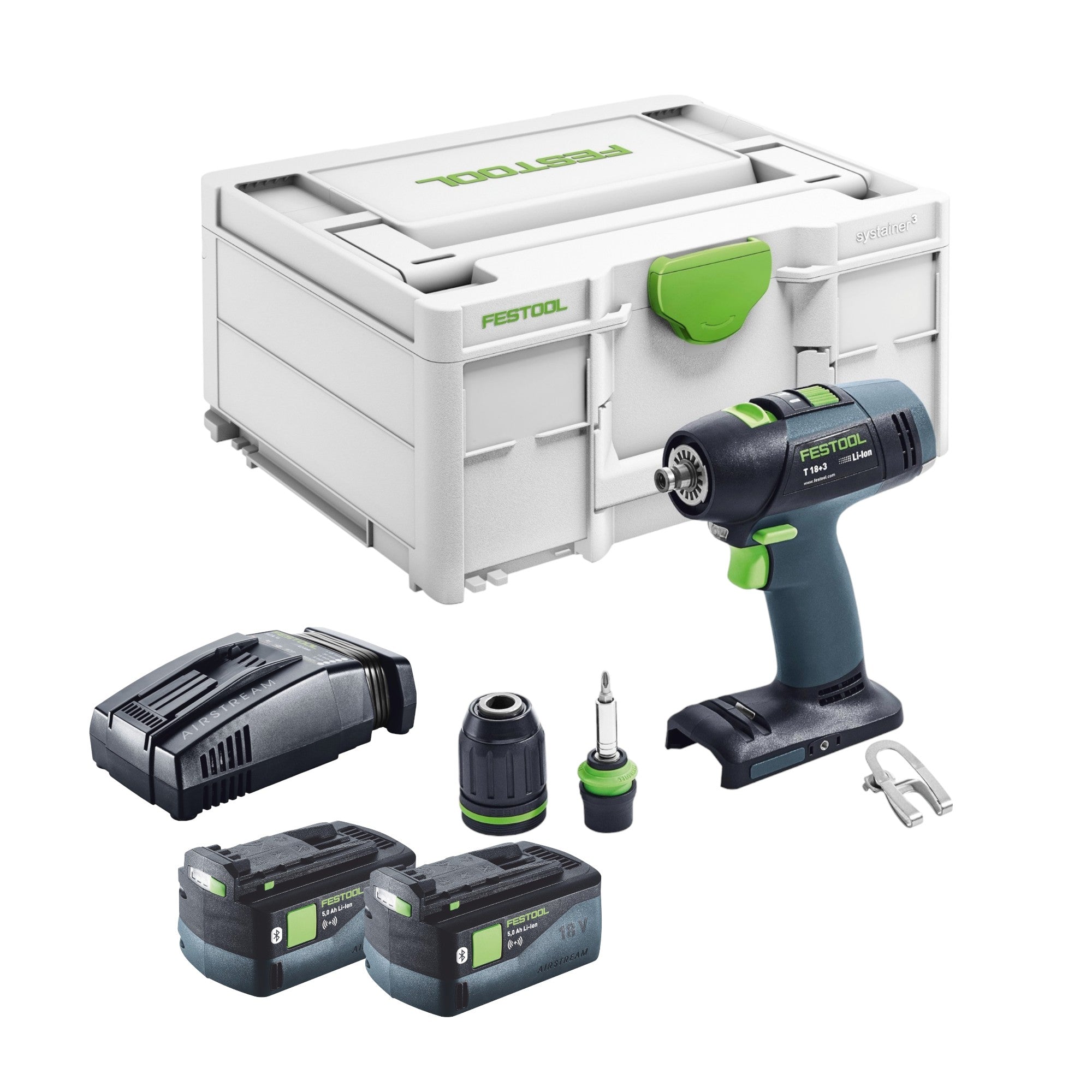Festool T 18 3 Basic Akku Bohrschrauber 18 V 50 Nm Brushless 2x Akku 5 0 Ah Schnellladegeraet Systainer 0 - toolbrothers