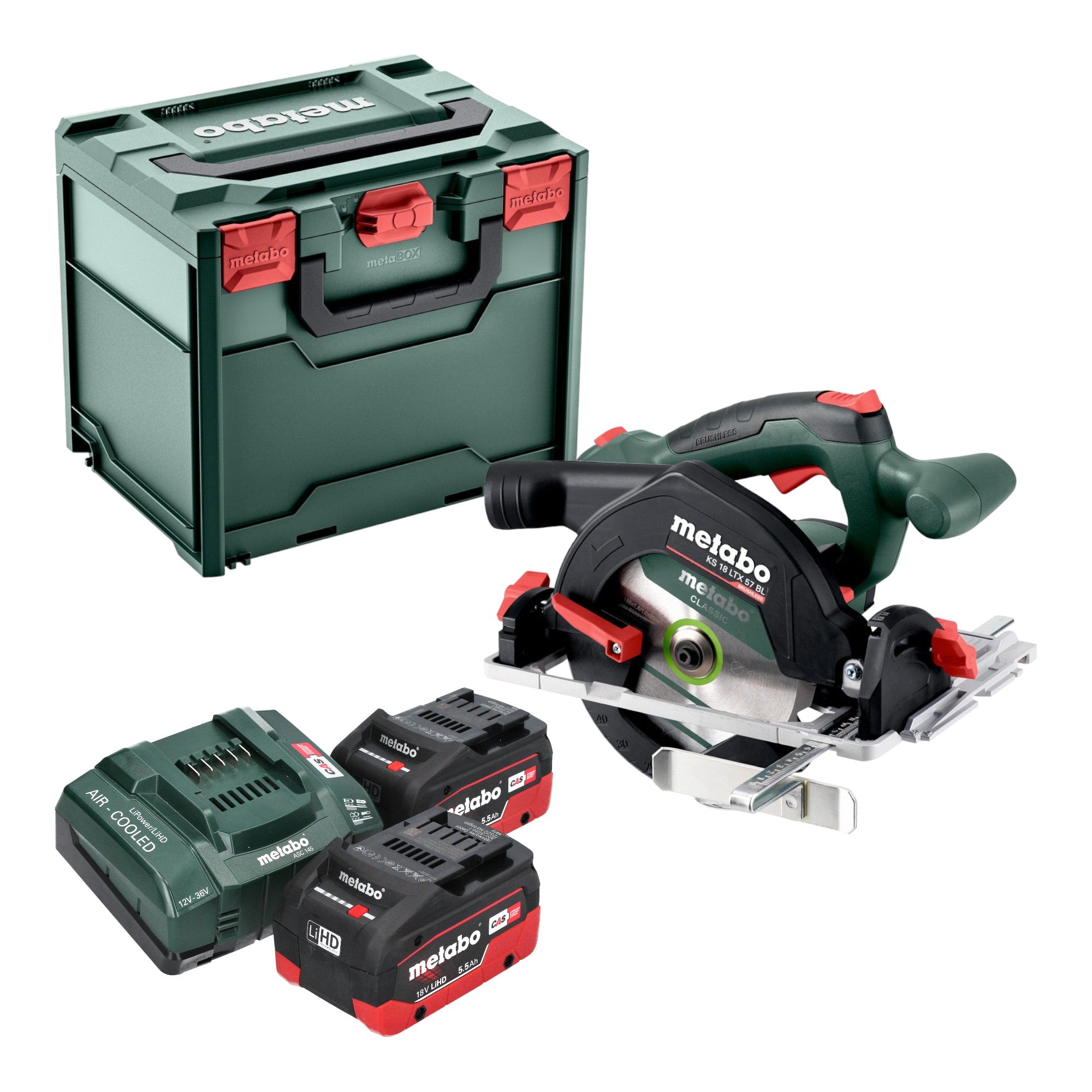 Metabo KS 18 LTX 57 BL Akku Handkreissaege 18 V 57 mm 2x LiHD Akku 5 5 Ah Ladegeraet Metabox 0 - toolbrothers