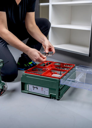 Metabo SB 18 L Set Perceuse-visseuse à percussion sans fil 18 V 50 Nm ( 602317710 ) + 2x batterie 2,0 Ah + chargeur + 78 pièces d'atelier mobile + coffret