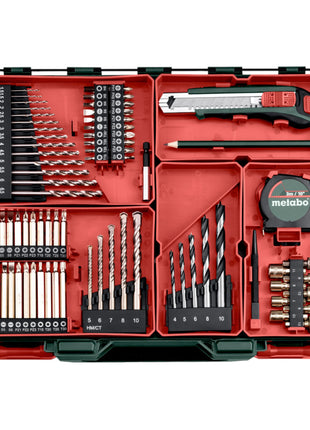 Metabo SB 18 L Set Perceuse-visseuse à percussion sans fil 18 V 50 Nm ( 602317710 ) + 2x batterie 2,0 Ah + chargeur + 78 pièces d'atelier mobile + coffret