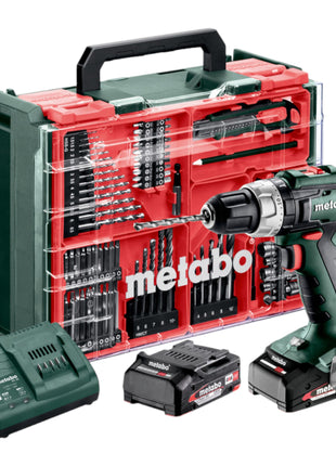 Metabo SB 18 L Set Perceuse-visseuse à percussion sans fil 18 V 50 Nm ( 602317710 ) + 2x batterie 2,0 Ah + chargeur + 78 pièces d'atelier mobile + coffret