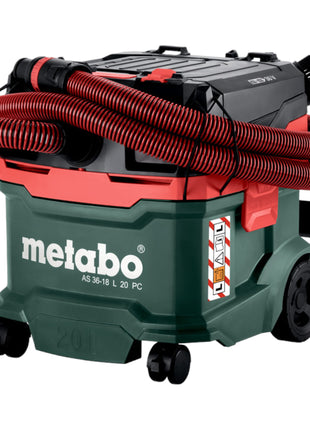 Metabo AS 36 18 L 20 PC Aspirateur eau et poussières sans fil 36 V ( 2x 18 V ) 20 L + 2x batterie LiHD 5,5 Ah - sans chargeur